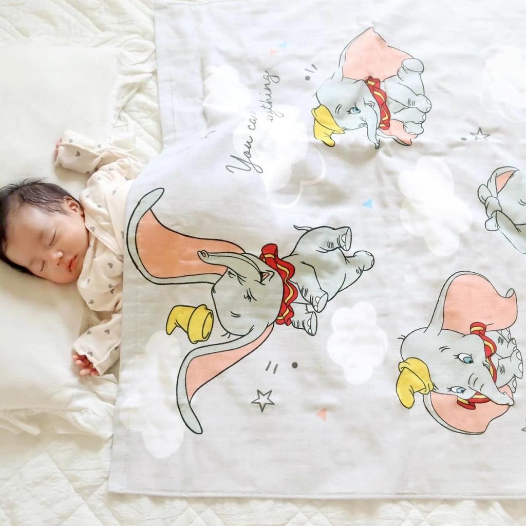 un doudou Baby Towel Disney Dumbo Gauze Terry Blanket, 85x115cm, Design, Outer, Backing, 100% Cotton, Gray, NZ1810-DU