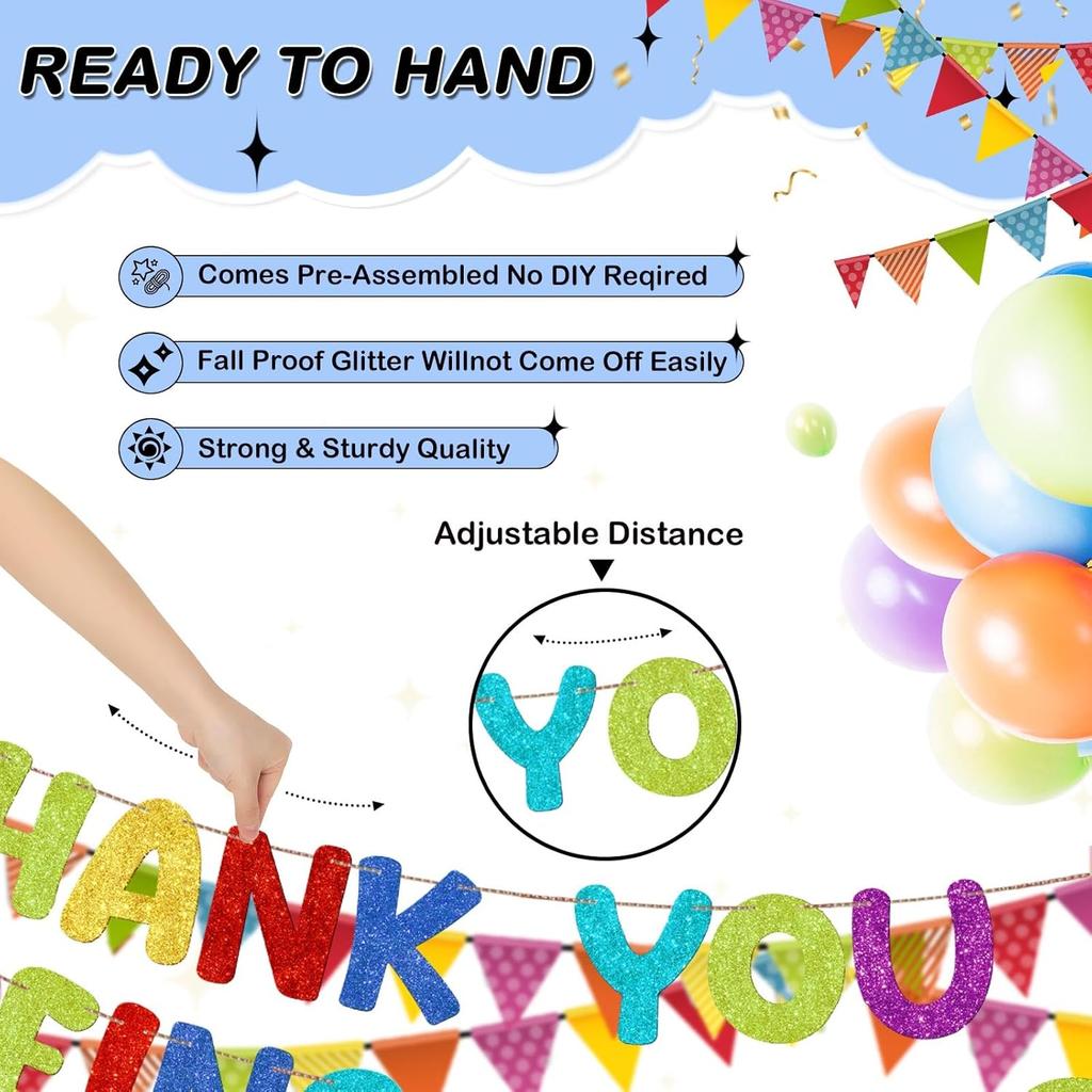 Fulmoon Pre Strung Thank You for Being Awesome Glitter Banner Funny Appreciation Banner for Employee Coworker Staff Teacher Graduation Retirement