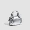 Borsa a tracolla con texture PU per donna, con cerniera, comoda, portatile, borsa da bowling, borsa quadrata piccola casual per donna