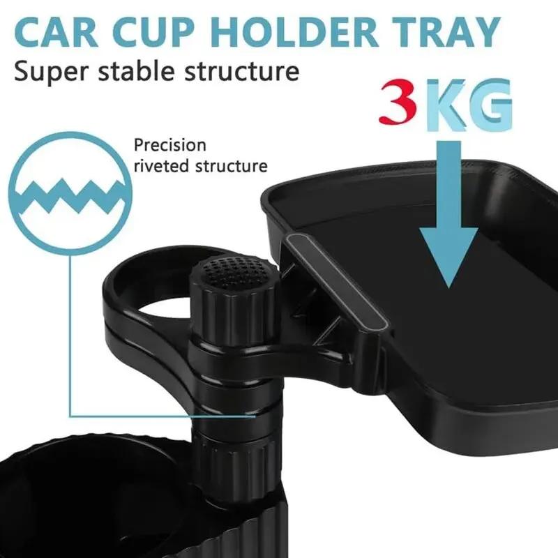 Car Cup Holder Expander Tray with Detachable Auto Cup Holder Tray, Car Food Trays for Eating &Cup Holder Tray Table for Cars