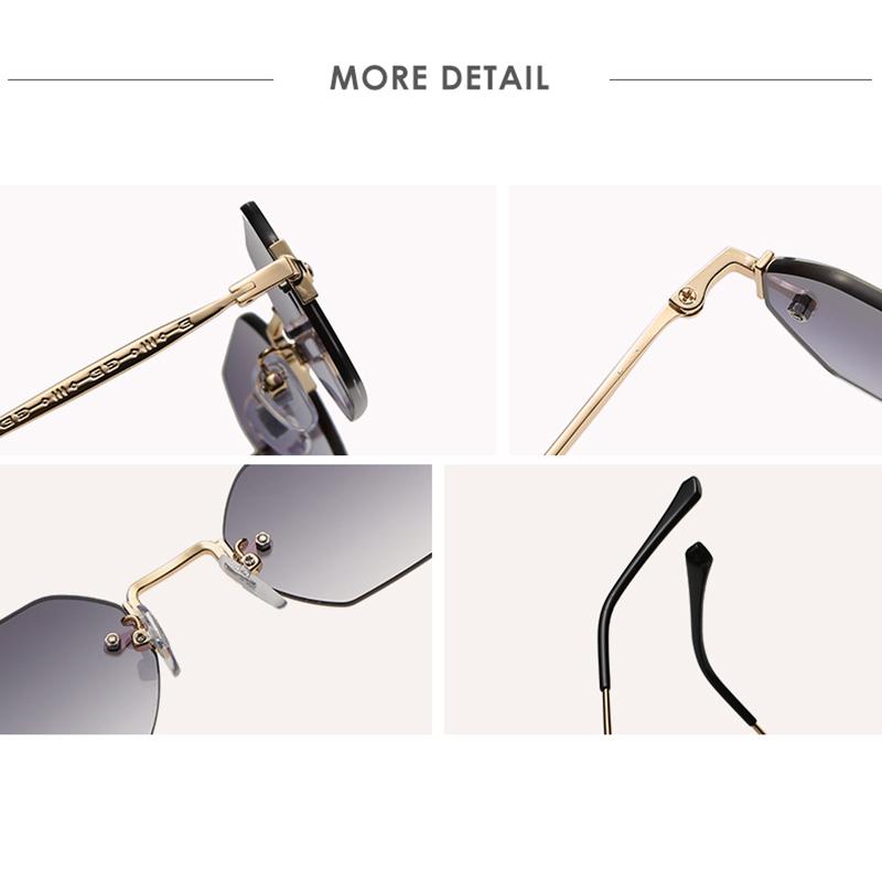 Fashion Vintage Rimless Square Sunglasses Women Men Luxury Brand Designer Popular Travel Small Frame Sun Glasses Sexy Ladies