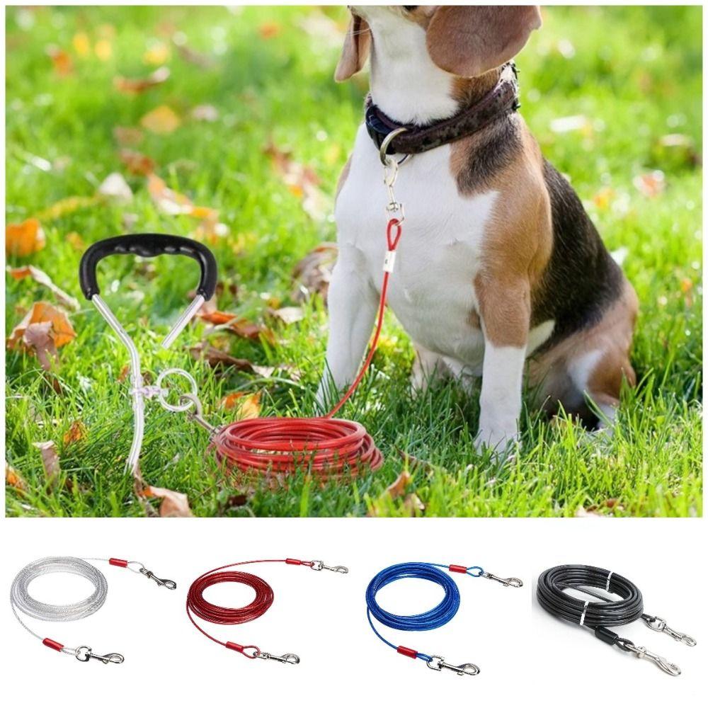 Cavo di Fissaggio Robusto per Cani 3/5/10 Metri Forniture da Esterno per Cani Guinzaglio a Doppia Testa per Due Cani