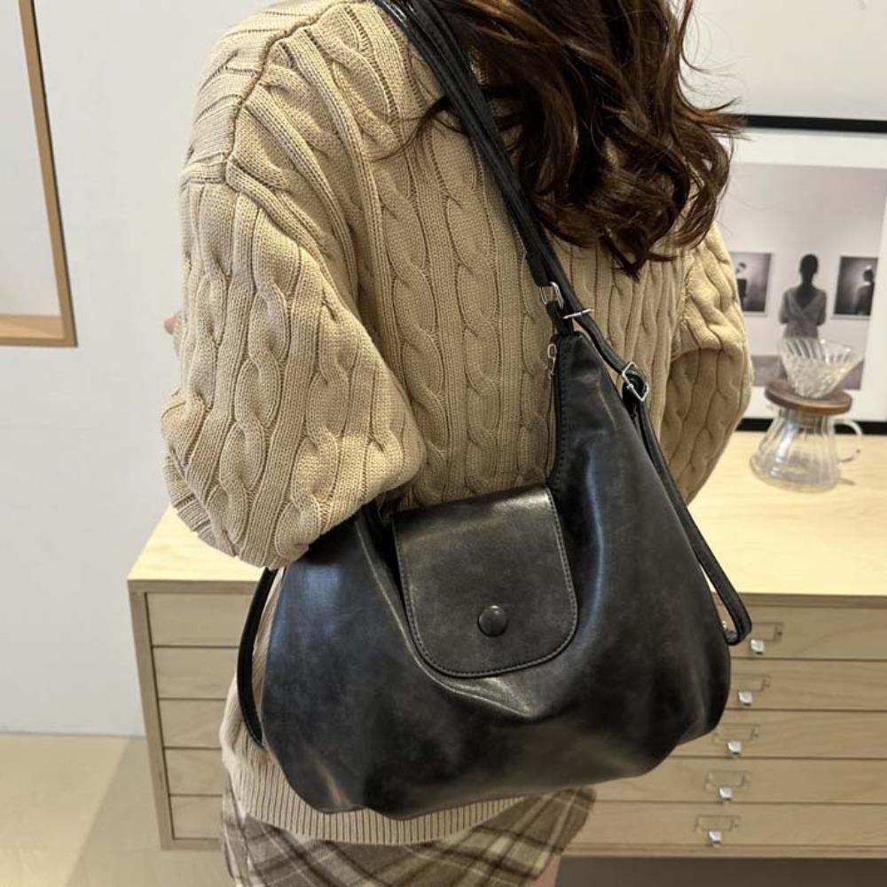Large Capacity PU Hobo Bag Anti-splash Water Texture Handbag Classic French Underarm Bag Work