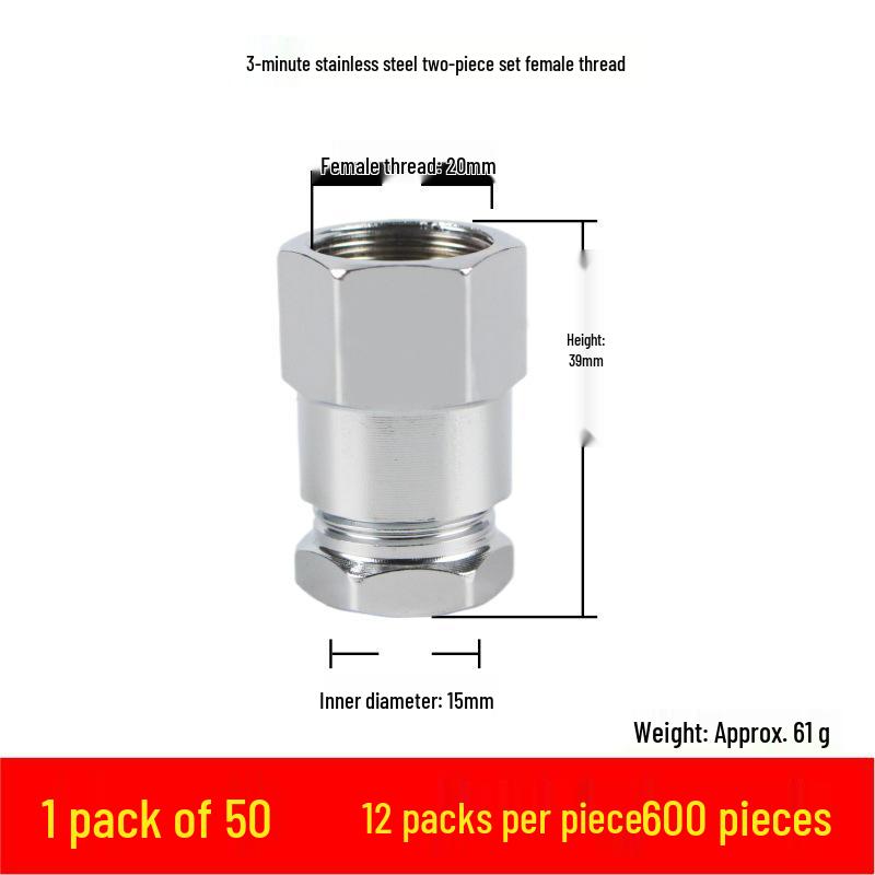3-Piece Stainless Steel Gas Pipe Nut Set with No-Knock Wave for Natural Gas Conversion, 3/8"", 3/4"", 1"" Quick Connectors