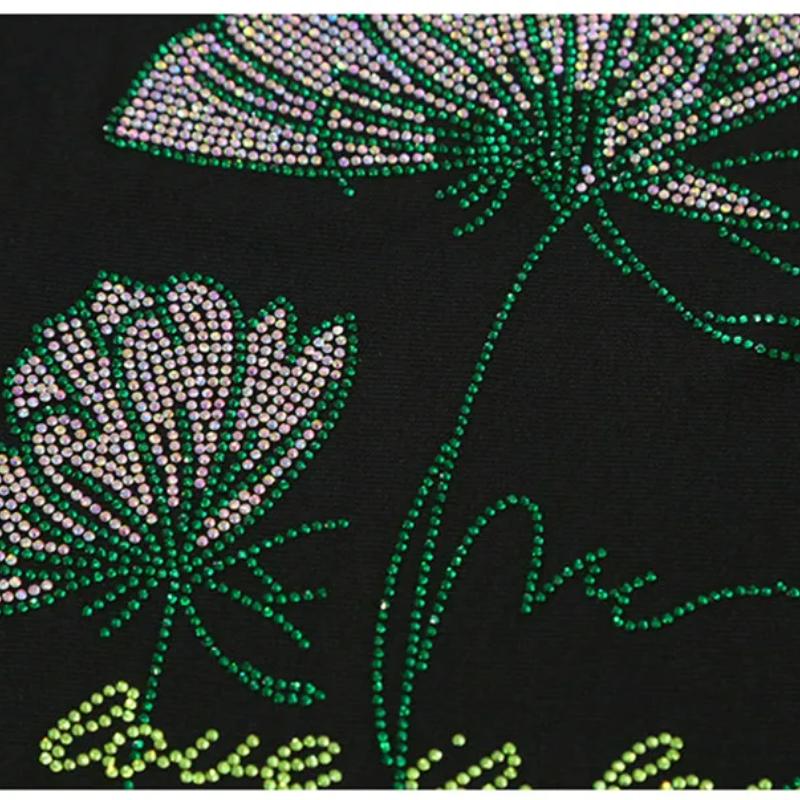 New Summer European Rhinestone Flower Clothes Women's Sleeveless T-shirt Elegant Chic Hot Diamonds Tees Sexy Girls Slim Streetwear Flower Tank Top