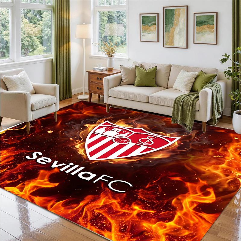 Sevilla FC Design Crystal Velvet Rug Soft Decorative Mat for Bedroom Entrance
