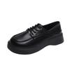Leather small leather shoes women's 2025 lace-up spring British style single shoes black loafers soft-soled muffin platform loafers