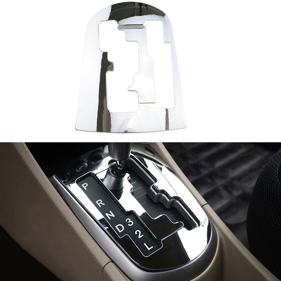 Chrome Car Gear Knob Panel Cover for Hyundai Solaris Accent 2011-2015 AT LHD Shift Knobs Sticker Decoration Trim Covers Styling