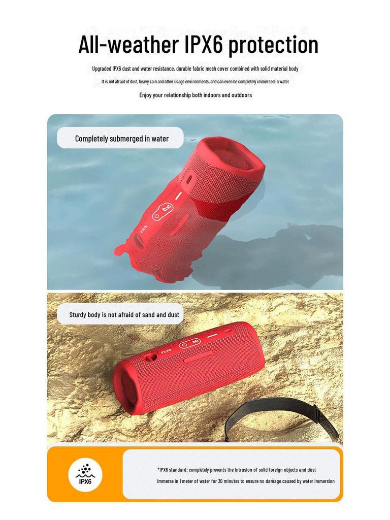 Cross-Border IPX6 Waterproof Portable Bluetooth Speaker with Subwoofer, Outdoor Multifunction Wireless FLIP6.