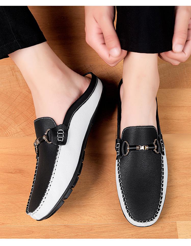 Men's British Style Breathable Casual Half Slippers - Large Sizes 45-47
