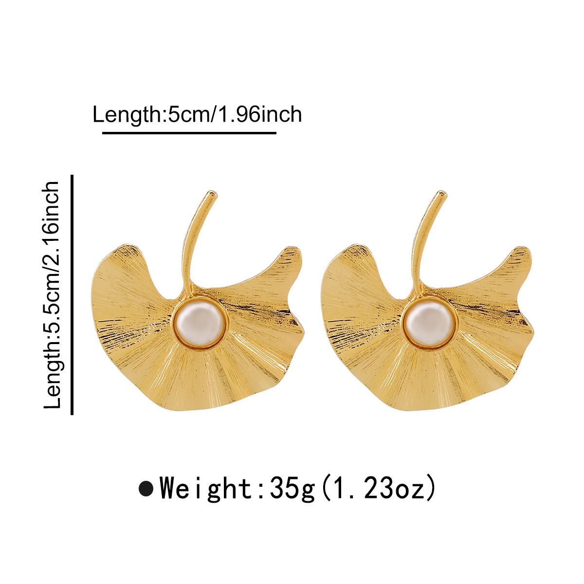 Серьги из листьев гинкго золотой