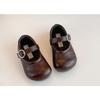 Solid Color Retro Simple Versatile Korean Style Girls Little Leather Princess Shoes Soft Sole Lightweight Comfortable