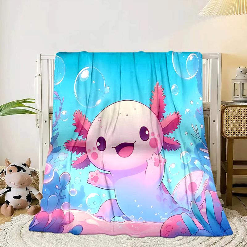 Fantasy Axolotl Moon Night Sky Blanket Flannel Blanket for bed, sofa, Camping, Hiking, Picnic Essentials, gift for family Fan gifts