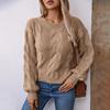 Cárdigan Suéter Top de Punto Vintage Otoño Invierno Manga Larga Holgado Cuello O Color Sólido
