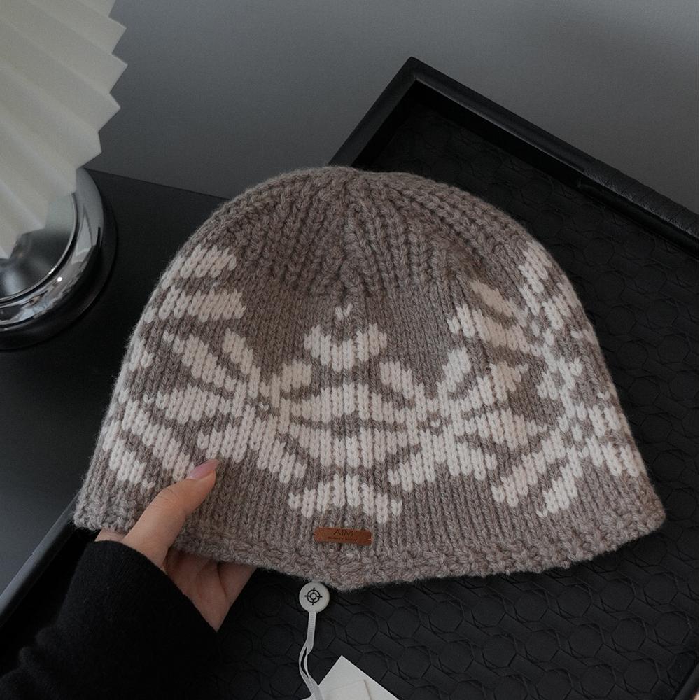 Retro Knitted Jacquard Literary Style Ear Protection Face Small Fashionable Warm Ethnic Style Woolen Hat