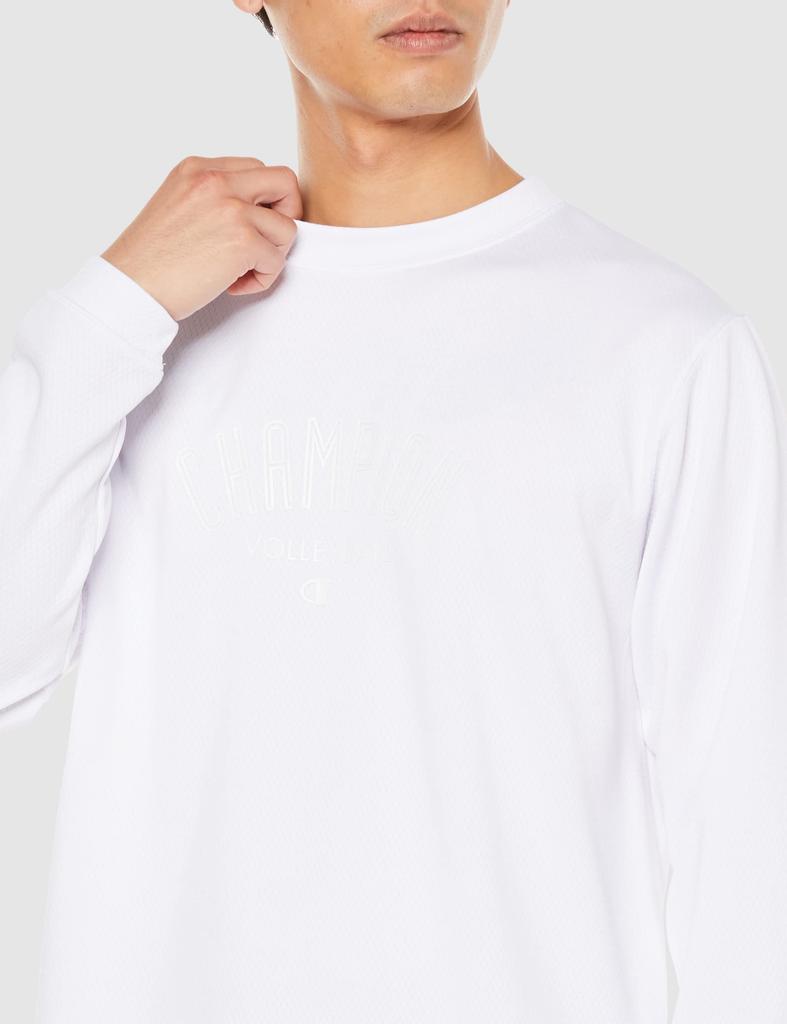 Champion Long Sleeve Crew Neck Warm Graphic Logo Print Size S Men's T-Shirt, White, (C3-WV408)