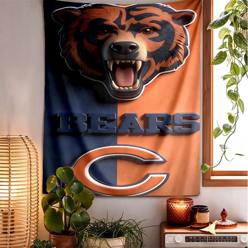 Chicago Bears Pattern Tapestry Wall Hanging Boho Aesthetic Wall Blanket For Bedroom Living Room Dorm Home Wall Decor 101537