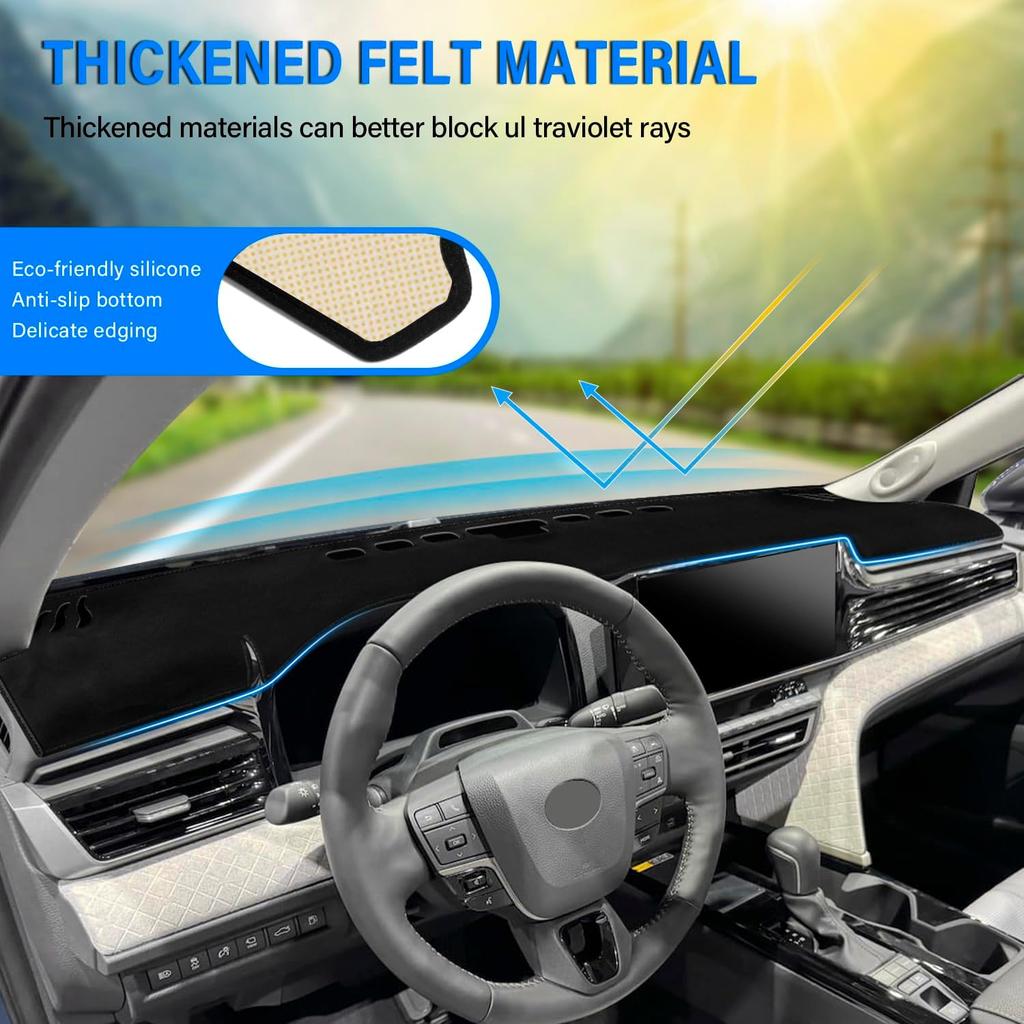 Dash Cover For Toyota Camry 2025 2026 Dashboard Cover Mat Sunshade No Glare UV Rays Protector Nonslip Pad Accessories (Black)