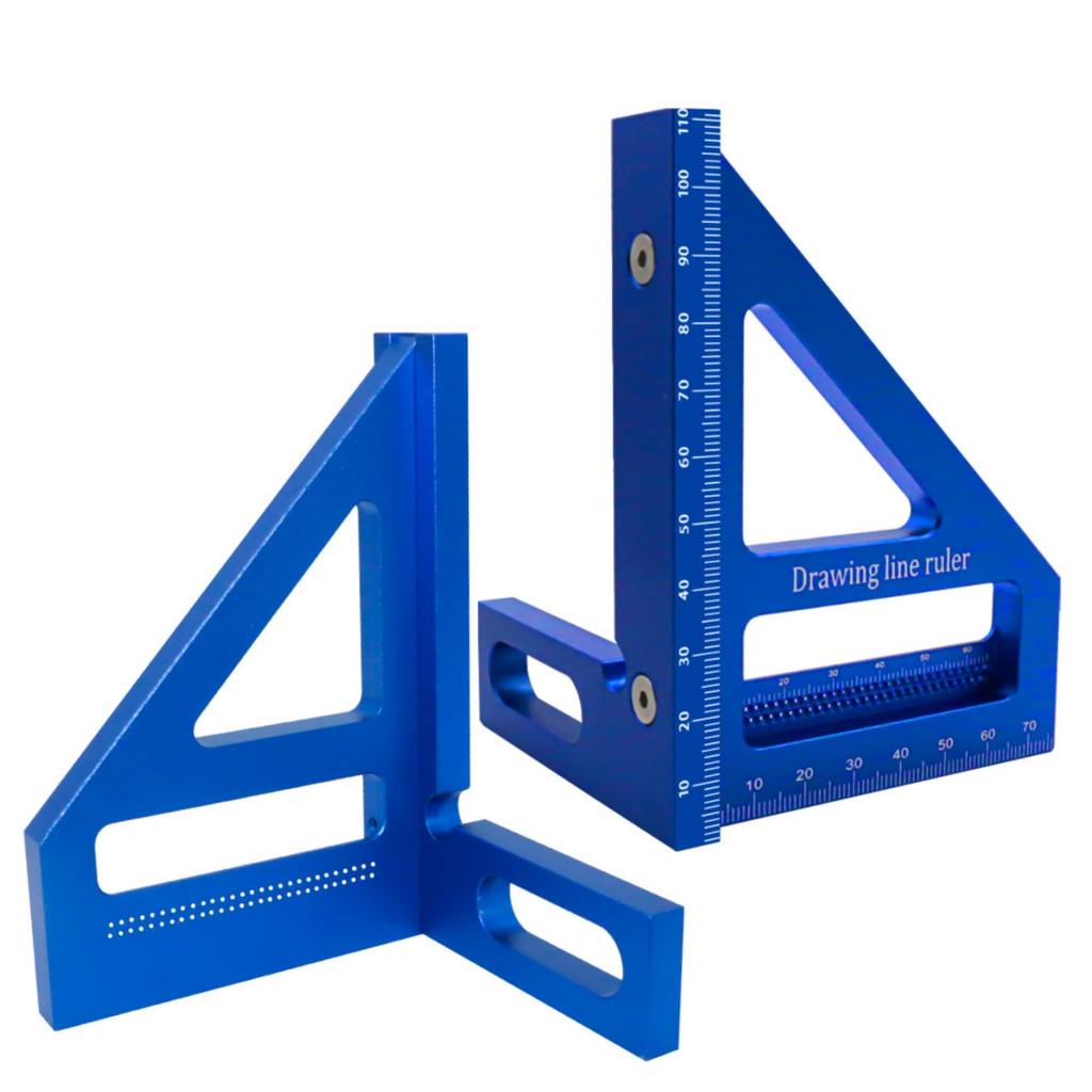 Upgraded Carpenter Square Aluminum Miter Triangle Ruler Precision Hole Scriber Woodworking Square Protractor 45/90 Degree Layout