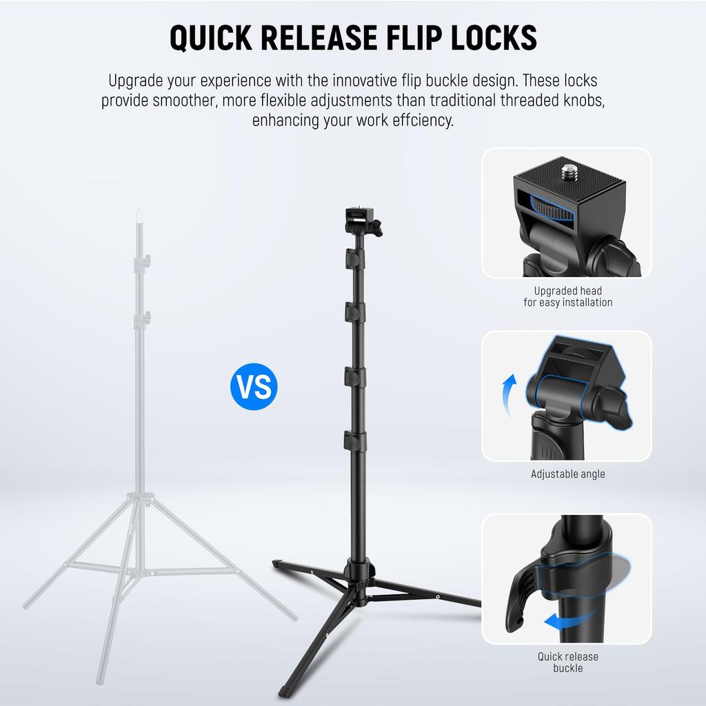 NEEWER BASICS Smartphone Tripod Camera Tripod 167cm Metal Portable with Remote Control Smartphone Holder Smartphone Holder Mount for Video TS03 &