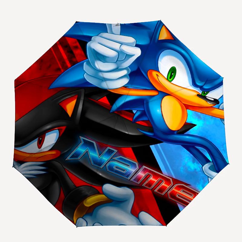 Custom Name Sonic Theme Automatic Umbrella, Lightweight & Portable, 8 Rib, Perfect for Outdoor Travel, Birthdays, Christmas, Gifts.