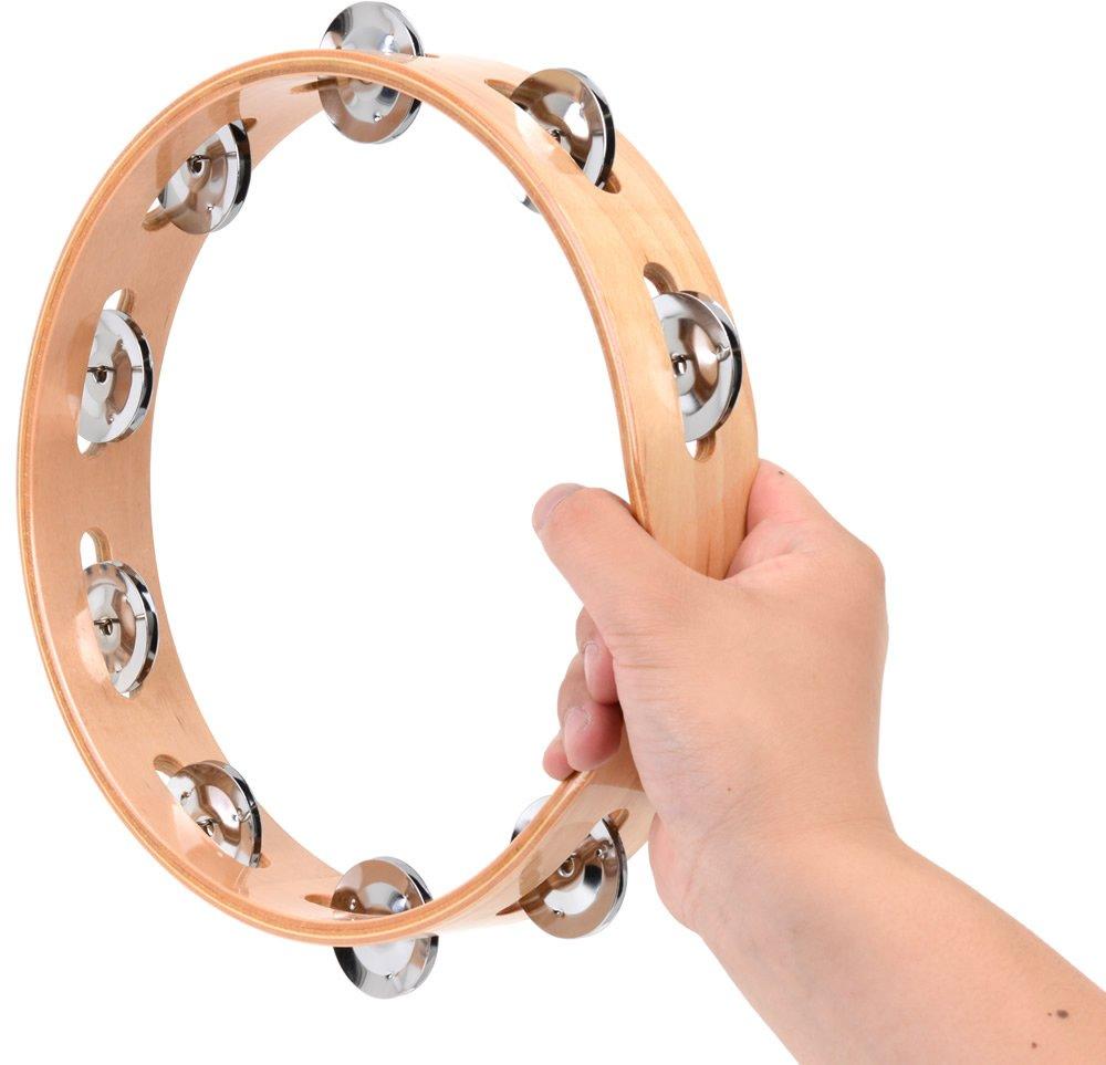 KC Natural 24cm Tambourine, Round, Wooden, Color, TW-24/9
