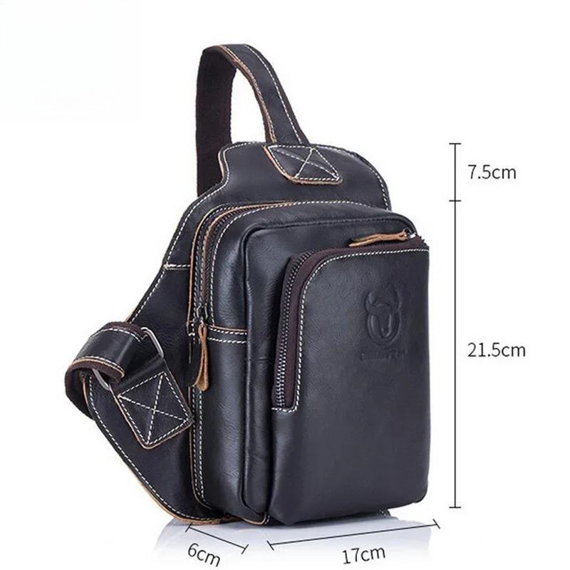 Brand Men's Genuine Leather Bag Luxurious Casual Chest Bag High-quality Outdoor Sports Shoulder Crossbody Bag for iPad Phones
