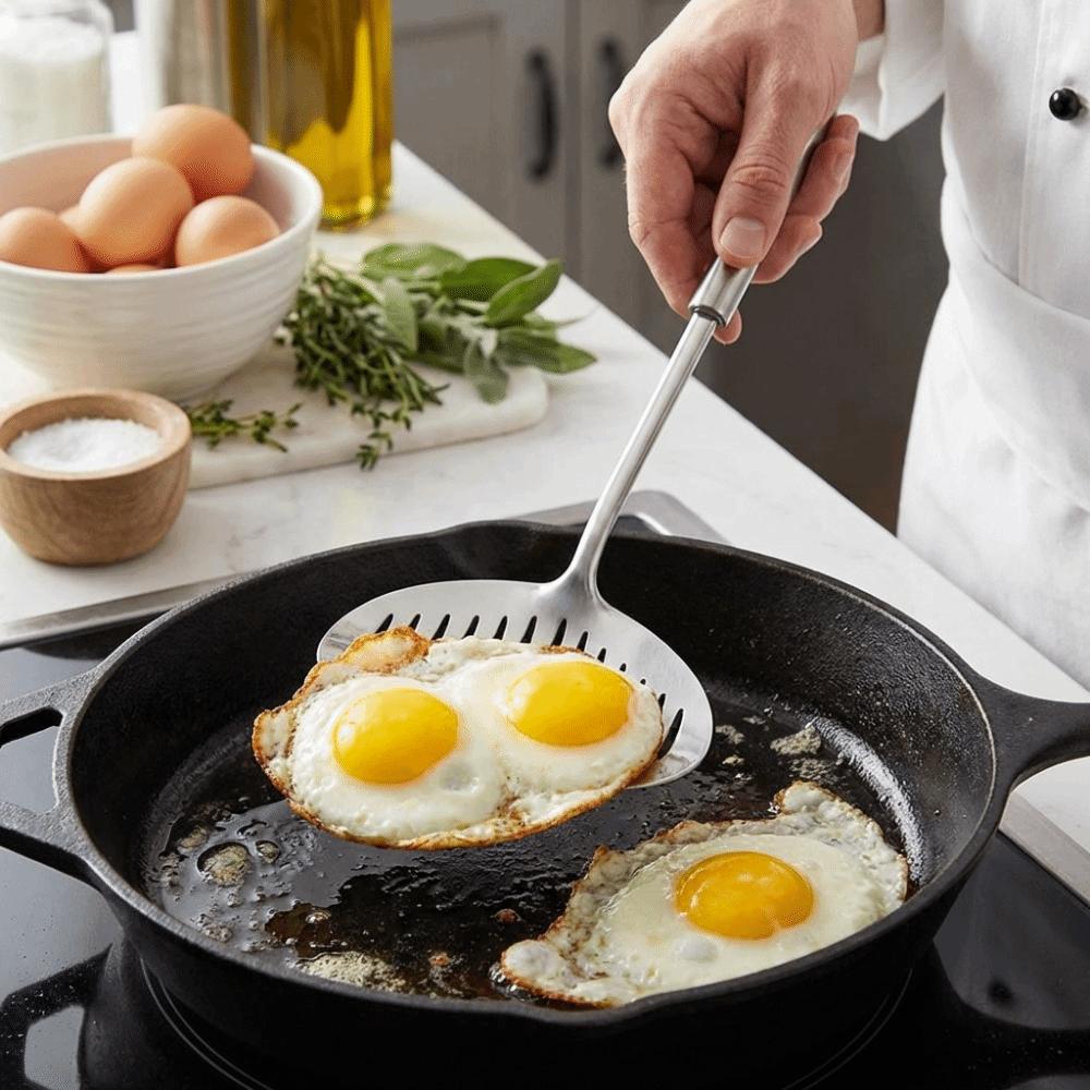 Non-Scratch Steak Turner Stainless Steel Egg Pan Scoop Flipping Spatula  Outdoor Cooking