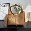 Original Leather Women's Bag 2025 New Style Lambskin Woven Fashionable Armpit One-shoulder Handbag Casual Tote