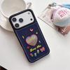 Embroidered Tulip Heart Denim Phone Case for iPhone 15/14 Pro Max
