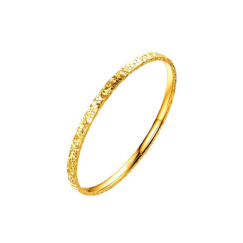 Triangular Crushed Ice Women's Gold Bangle - Luxury Niche High-End Sand Gold Jewelry