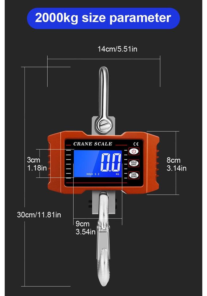 Balanza de grúa electrónica de gran venta: Opciones de Gancho y Portátiles de 1000 kg, 1T, 1,5T, 2T