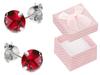Silver Earrings With Red Zirconia For Women Studs Hoops 6Mm 925 Silver