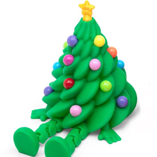 Creative Holiday Table Decor Articulated Christmas Tree Figurine, 3D Printed Movable Joints Colorful Tabletop Ornament, Gifts for Kids Adults Flexible