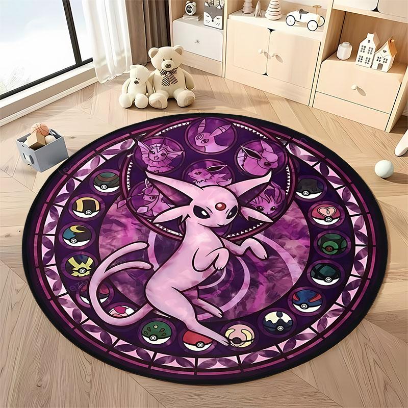 1PC Cute PokemonEevee Charizard Print Round Rug Living Room Bedroom Decor Indoor Floor Mat Decor Carpet for Teens Adult Gifts