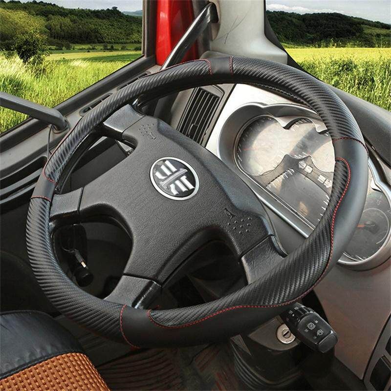

Truck, Bus, Coach, Agricultural Vehicle, Car Steering Wheel Cover, Universal for All Seasons 40 42 45 47 50 Outer Diameter 40/Carbon Fiber Black