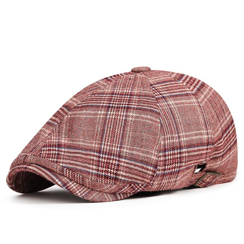 

Четыре сезона хлопковые полосатые кепки газетчика с плоским козырьком для мужчин и женщин, береты для художников Adjustable красный