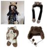 Furry Plush Winter Caps with Animal Ear Funny Ear Scarf Hat for Adult Teens Soft and Warm Thicken Trapper Hat for Outdoor