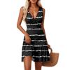 Women's V-Neck Waisted Floral Print Sleeveless Hem Spliced Dresses