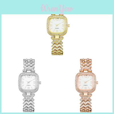 Fashion Square Diamond Embellished Women Watch With Quartz Movement For Gift Or Office Use