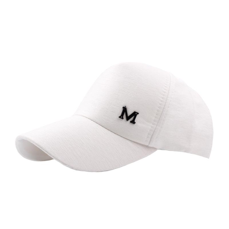 

Летняя женская кепка с буквой М и изогнутыми полями, козырек для защиты от солнца, однотонная бейсболка, модная спортивная кепка Adjustable белый