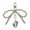 Cute Bead Bowknot Heart Keychain Pendant Lovely Hanging Decorations Keyring Charm for Purse Bag Backpack Handbag