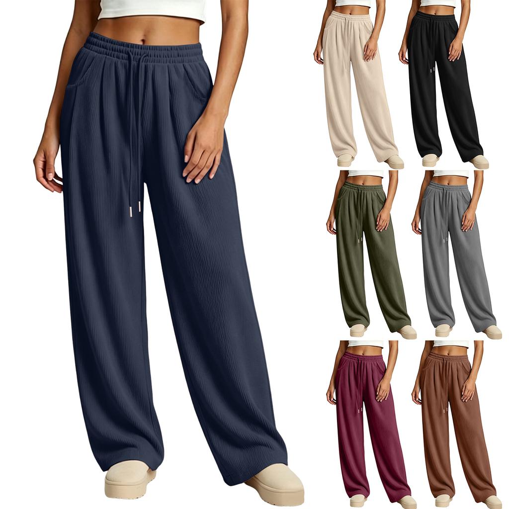 Women's Corduroy Pants Loose Fit Flowy High Waisted Casual Trousers for Everyday Wear