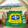 1PC Brazilian Football Federation Printed Soft Flannel Blanket Throw for Adult Bedroom Living Room Sofa Camping Travel Fan Gifts Christmas Gifts