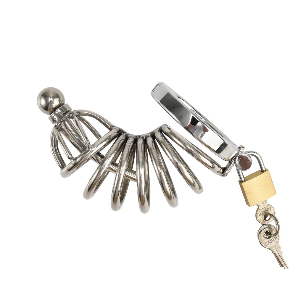 Nerezový zámek na penis Ptačí klec cudnosti kroužek na penis uretrální zátka zvuk kovový otrok bondage omezovací pás sexuální hračka mužský