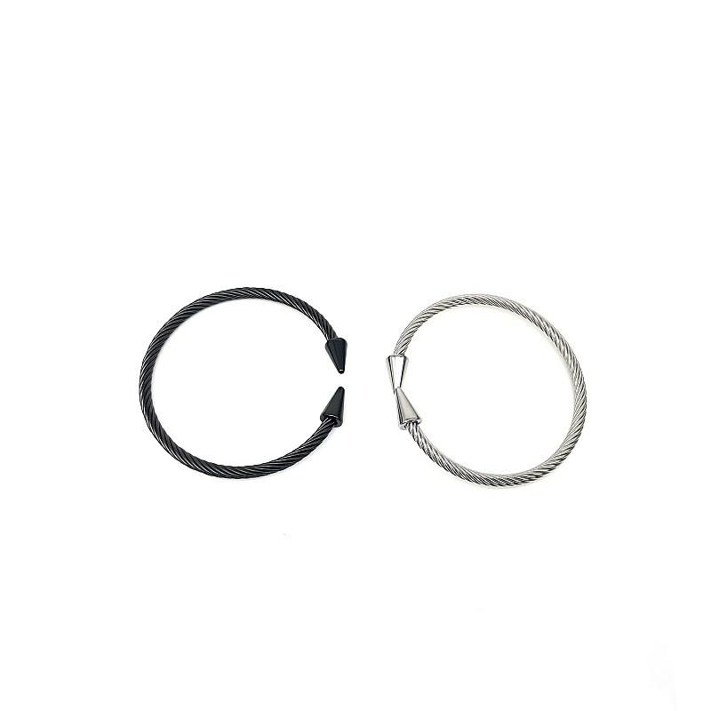 Geometric Stainless Steel Cuff Bracelet With Polished Finish For Men Women