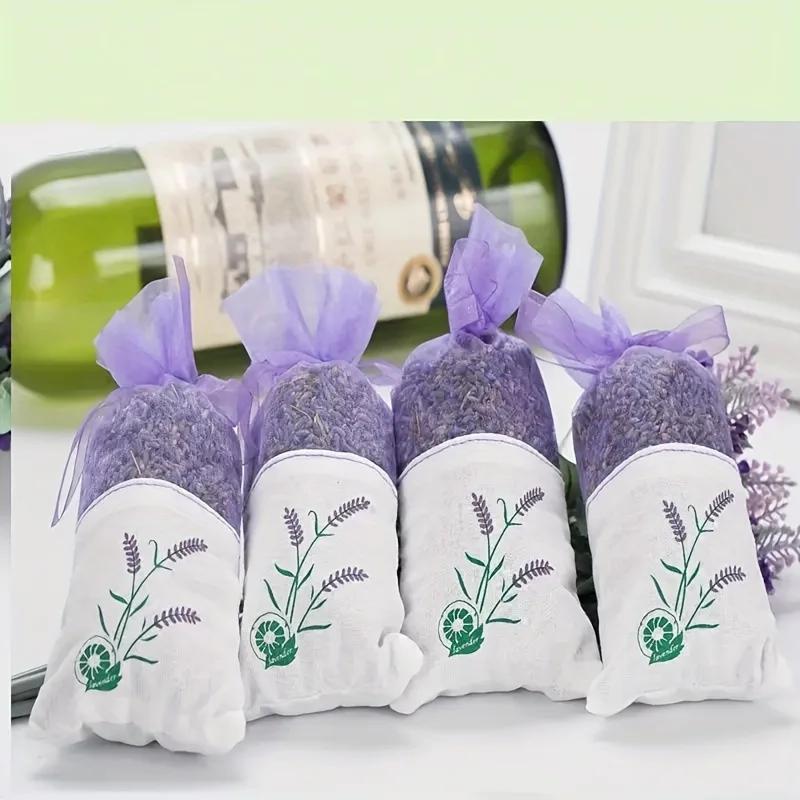 10Pcs Lavender Sachet Fragrance Bag Aromatherapy Empty Dried Bouquet Bag Transparent Mesh Cotton Linen Sachet Bag