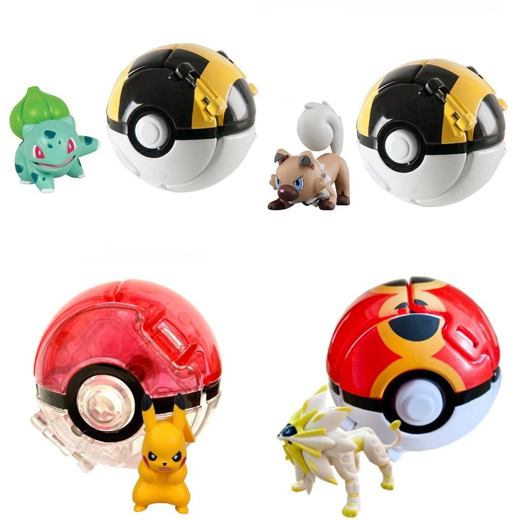 Pokemon Poke Ball Elf Figure Model Toy Pikachu Charmander Litten Rockruff Game Anime Figure