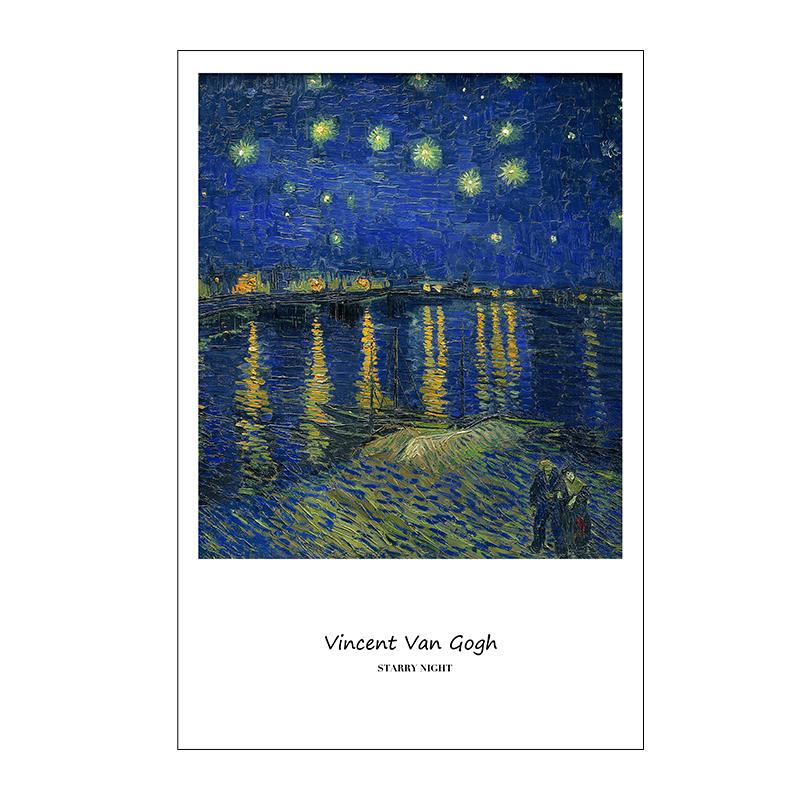 Van Gogh Canvas Painting Starry Night by the Rhone River Poster Wall Art Print Decorative Picture Modern Living Room Home Decor Unframed