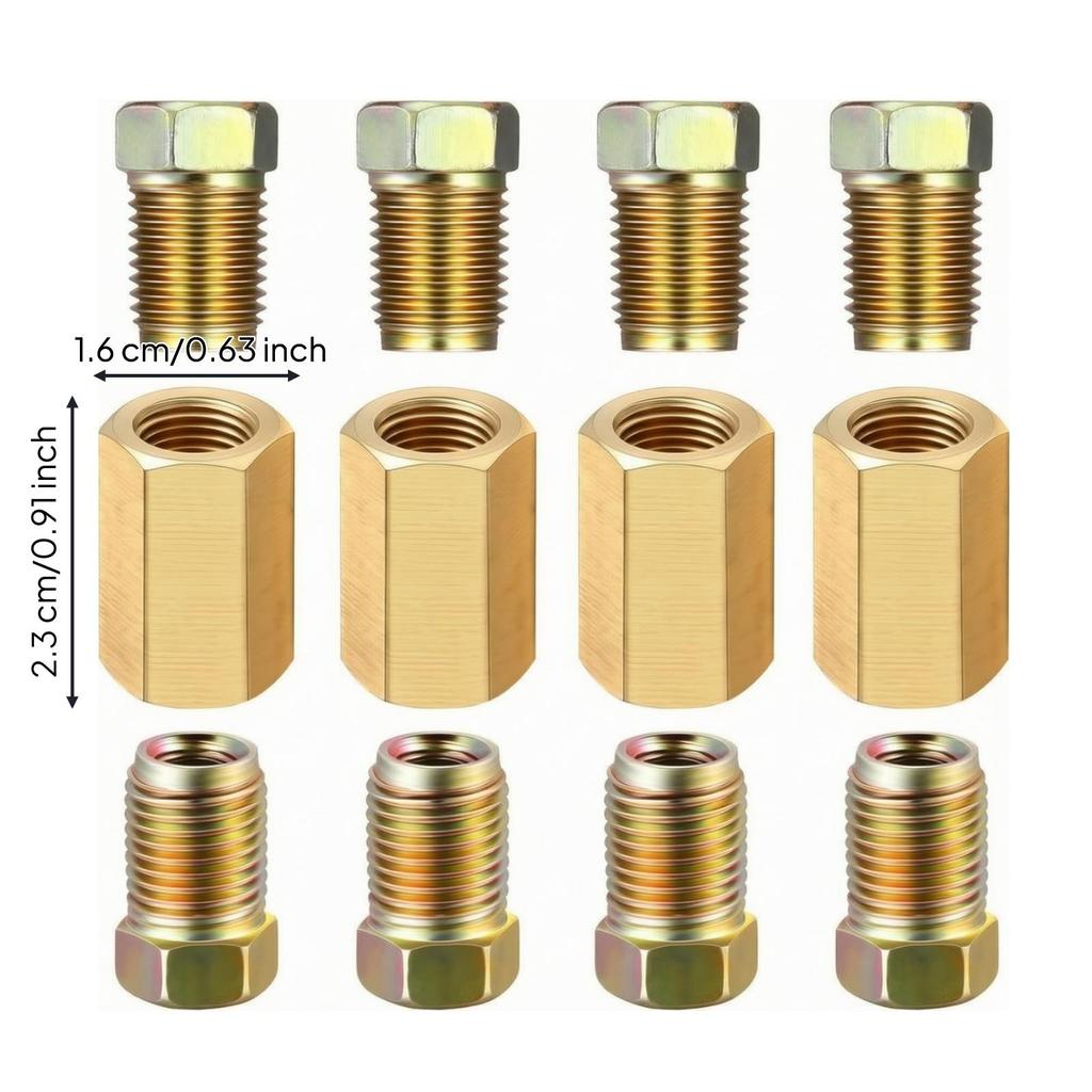 12 Pieces Brake Line Fittings Wide Compatibility Connector Low Non-Ferrous